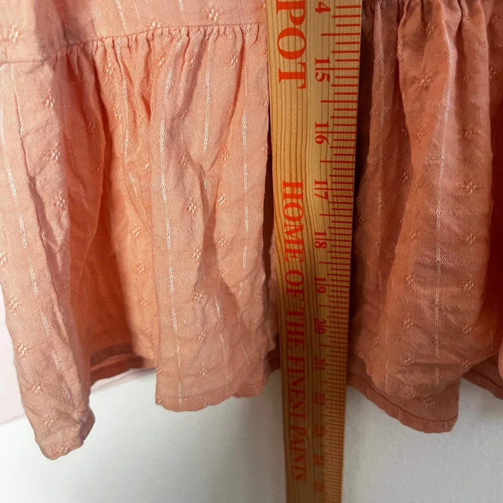 Madewell Peplum Top Womens Small 100% Cotton Orange Coral Puff Sleeve